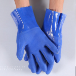 T&auml;iustatud paksendatud t&ouml;&ouml;kaitse kummikindad kastetud t&ouml;&ouml;stusliku kummiga veekindel, &otilde;likindel, happe- ja leelisekindel t&auml;iskummist kastetud plast One Size - Blue Frosted Gloves (1 Pair)