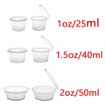 50 tk V&auml;ikesed plastikust kastmetopsid Toidu s&auml;ilitusmahutid L&auml;bipaistvad kaanega karbid 25ml (1oz)