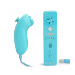2 in 1 Manette Wiimote Controller Nunchuk int&eacute;gr&eacute; Motion Plus pour Nintendo Wii Bleu + cas en silicone