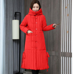 Talvine kirjanduslik retro naiste maxi paksendatud mantel kapuutsiga, &uuml;he rinnaga pluss 3xl parkriided M punane