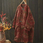 Johnature Naine Talvine vintage hiina stiilis printimine pikkade varrukatega, moodne lahtised &uuml;herealised mantlid One Size