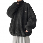 S&uuml;gis Talv Meeste Mantel N&ouml;&ouml;riga P&uuml;stkrae Lahtise L&otilde;ikega Imitatsioon Lambanaha Jakk Taskutega Paks Soe &Uuml;ler&otilde;ivas M must