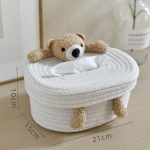 Creative puuvillase n&ouml;&ouml;riga kootud kudede hoiukarp Lihtne lauaarvuti tolmukindel koekarp koos kaanega K&auml;sitsi valmistatud pestav Bear