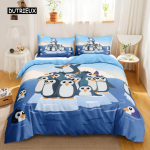 Penguin tekikott Antarktika loomad tekikott lastele poistele t&uuml;drukutele koomiksistiilis kahekordse suurusega talvekuningas pol&uuml;ester Qulit kate EU single(135x200cm)