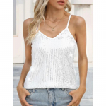 YYFS Naiste mood vabaaja suvekevadine &uuml;hev&auml;rviline printimine Varrukateta V-kaelusega pluusid ja s&auml;rgid S valge