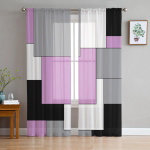 Roosa must hall lapitehnika abstraktne kunst keskaegne stiil l&auml;bipaistvad kardinad elutoa aknakardinad k&ouml;&ouml;gi t&uuml;ll-vookardinad W135 x H115cm x1 white