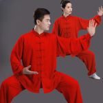 Hiina traditsiooniline Tang &uuml;likond Kung Fu &uuml;likond Tai Chi &uuml;likond naistele Meeste kevad- ja suvine Tai Chi v&otilde;itluskunstide &uuml;likond Retro Tai Chi vabaaja &uuml;likond 3XL XXL punane