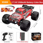 Uus professionaal 1:16 Ratio High Speed ​​50KM/H RC autom&auml;nguasi, mis sobib t&auml;iskasvanutele ja lastele kingitusteks 2,4G nelikveoline maastikuauto Monster Truck 9500E-1B punane