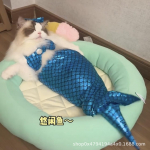 Lemmiklooma koer kass Halloweeni kost&uuml;&uuml;m Cosplays Merineitsi ujumisriided Kassi riided Naljakas bikiiniriided Kasside kost&uuml;&uuml;m t&uuml;drukutele free size sinine