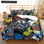 Hipi graffiti tekikottide komplekt King Queen suurus lastele poistele noortele pol&uuml;ester tekikate kaasaegne t&auml;navakunst voodikate kate 140x200cm 3pcs