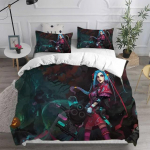 3D prinditud Jinx Arcane voodipesukomplekt padjap&uuml;&uuml;r tekikott kaheinimesevoodi &uuml;heinimesevoodi t&auml;issuuruses queen-size king-size t&auml;iskasvanute laste voodipesu tekikott EU Twin(135x200cm)
