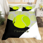 Tennise Voodipesu Komplekt T&auml;issuurus Sporditeema Tekikott Tennisearmastaja Tekikott Pallim&auml;ngud Kollane Must Valge Tekikate EU Single 135x200cm