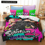 3D-prindiga Splatoon m&auml;ngu voodipesukomplekt, tekikott, tekk, voodikomplekt, tekkikate, padjap&uuml;&uuml;r, Kuninga-, Kuninganna-, Twin-suurus, Poistele, T&uuml;drukutele, T&auml;iskasvanutele EU single(135x200cm)