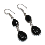 Black Spinel Handmade 925 Sterling Silver Jewelry Earring 2.13 a5p75
