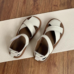 Preppy Bun Head Roman Sandals for Women Soft Soled Summer One-line Casual Beach Shoes for Women 35 aprikoosi