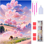 Teemantkunst Rinimie Teemantkunstikomplekt Sakura Rong Teemanthelmestega Maalimiskomplekt 5D Mosaiikkunst DIY K&auml;sitsi Valmistatud Maalimise K&auml;sit&ouml;&ouml;komplekt Teemantmaal T&auml;iskleepuv pink