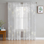 J&otilde;ulud lumehelves sinine l&otilde;ng kardinakna t&uuml;llkardinad elutuppa k&ouml;&ouml;ki l&auml;bipaistvad aknat&ouml;&ouml;tlused voile kardinad W135 x H185cm x1&Grommet Top