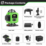 HGLINE 16 rida 4D lasertaseme pika vastupidavusega lasertasandi t&ouml;&ouml;riist 360&deg; horisontaalne vertikaalne nivelleerimismasin 2 tk 6000 mAh aku 2xBattery Set