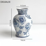 Jingdezheni keraamiline vaas Sinine ja valge portselanvaas H&uuml;dropoonilised lilleaparaadid Kodukaunistamise tarvikud T&ouml;&ouml;laua kaunistused