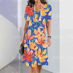 2024. aasta uued naiste kleidid Lilletr&uuml;kiga suvised elegantsed midikleidid Naiste l&uuml;hikeste varrukatega kleit Moodsad &uuml;lisuured riided S