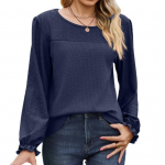 Naiste topid &Uuml;markaelusega puhvis pikkade varrukatega &uuml;hev&auml;rviline vahvlikkooriga t-s&auml;rk &uuml;hev&auml;rvilise lahtise sobivusega T-s&auml;rk M must