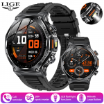 LIGE 2025 Uus Meeste Nutikell Bluetooth-k&otilde;ned 800mAh Suur Aku S&uuml;dame l&ouml;&ouml;gisagedus Verer&otilde;hk Tervislik Nutikell Androidi ja iOS-i jaoks silicone strap must