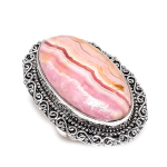 Natural Rhodochrosite Gemstone 925 Sterling Silver Jewelry Ring Size 7.5 w9k92