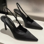 L&auml;ikivad K&otilde;rge Kontsaga Slingback H&otilde;bedased Naiste Pumbad Metallik Kristall Sandaalid Terava Ninaga Stiletto Kontsaga Kingad Peokingad Naine 34 h&otilde;be