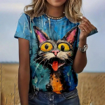 Suvine naiste T-s&auml;rk Funny Animal 3D Prindiga Suured r&otilde;ivad Moodsad kaelusega vabaaja l&uuml;hikeste varrukatega pullover Naiste T-s&auml;rgid S