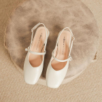 Naiste slingback platvormkontsaga sandaalid, kinnine kandiline nina, madal konts, pulmapeo kleidikingad, suvised pandlaga rihmaga Mary Janes kingad naistele 34 aprikoosi
