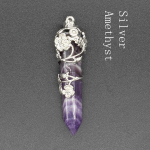 Moodne naturaalsest kristallist kuusnurkne sammas vintage sulamist roosiripats Amet&uuml;stist kristallist kaelakee Amethyst