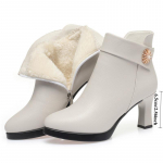 Naiste pahkluusaapad s&uuml;gis-talve uued k&otilde;rge kontsaga terava ninaga moesaapad paksu tallaga nahast saapad naistele pluss sametist naiste saapad 36