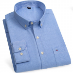 Sinwoyan Solid Pure Cotton Oxford meeste s&auml;rgid vabaaja pikkade varrukatega tavaliistuga rinnataskuga S