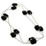 Black Spinel Handmade 925 Sterling Silver Jewelry Necklace 36 h6p20