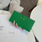 2025 Ehtsast Nahast Naiste Rahakotid Lehma Naha Esimene Kiht Pikk Rahakott H-lukuga K&auml;sikotid Daamidele Kahepoolne Rahakott Ilma Logota roheline