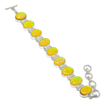 Natural Yellow Triplet Opal Gemstone 925 Sterling Silver Bracelet 7-8 l4l45