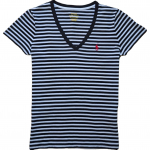 Polo Ralph Lauren triibuline logo tikitud V-kaelusega l&uuml;hikeste varrukatega t-s&auml;rk naistele T-s&auml;rgid must valge 211698035-045 XS