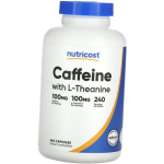 Kofeiin teaniiniga, Caffeine With L-Theanine, Nutricost (11647004) 240caps