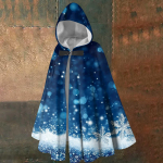 Christmas print - unisex retro vertical cape long hooded cape One Size punane