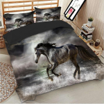 Luksuslik 3D Must Hobune Digitr&uuml;kiga Voodipesukomplekt - &Uuml;he-/Kahe-/Queen-/King-/T&auml;issuuruses Sulet&auml;idisega Tekikate ja Padjap&uuml;&uuml;r EU single(135x200cm) gray