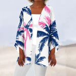 Naiste vabaajamood Beach Ocean Tree Print Kerge keskmise pikkusega jope kardigan M