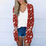 Naiste j&otilde;ulumood vabaaja tr&uuml;kitud pikkade varrukatega keskmise pikkusega kardiganjakk XXL