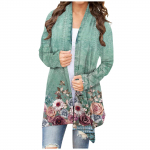 Naiste mood vabaaja lillemustriga keskmise pikkusega kardiganjakk XXL