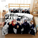 Multikas Anime Jujutsu Kaisen Tekikott T&auml;idisega tekk Voodipesukomplekt Pehme Tekikott ja Padjap&uuml;&uuml;rid Teismelistele &Uuml;hekohaline/Kahekohaline/Queen/King EU Twin(135x200cm)