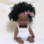 33CM Must beebinukud Suvekleit Aafrika Reborn-nukk Silikoonist Veekindel Vannim&auml;nguasi Beebi Pehme Nukk T&uuml;drukud Poisid Laste Kingitus girl body