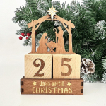 Days until Christmas Advent Calendar Xmas Ornament Accessories Rustic Tabletop with Wood