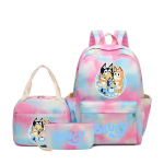 Bluey sama vabaaja kolmeosaline seljakott koolikott tr&uuml;kiga kolledži stiil keskkoolilaps suur maht three-piece set white
