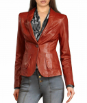 Nahkblazer Kuuma Slim fit Disainer Pruun Uus Naiste Ehtne Pehme Lambanahk S punane