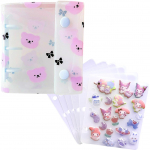 Kleepsuraamat 6 eemaldatava erilehega [K&otilde;ik 4 v&auml;rvi], A8 suurus mahub v&auml;ikestesse kottidesse, Karu paelaga disain lilla