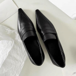 Lehmanahast Prantsuse retro ehtsast nahast terava ninaga madala kontsaga kingad naiste &uuml;hed kingad t&ouml;&ouml;le s&otilde;itmiseks &uuml;hekordne pedaal kassikont madal konts temperamentne v&auml;ike nahast king 35